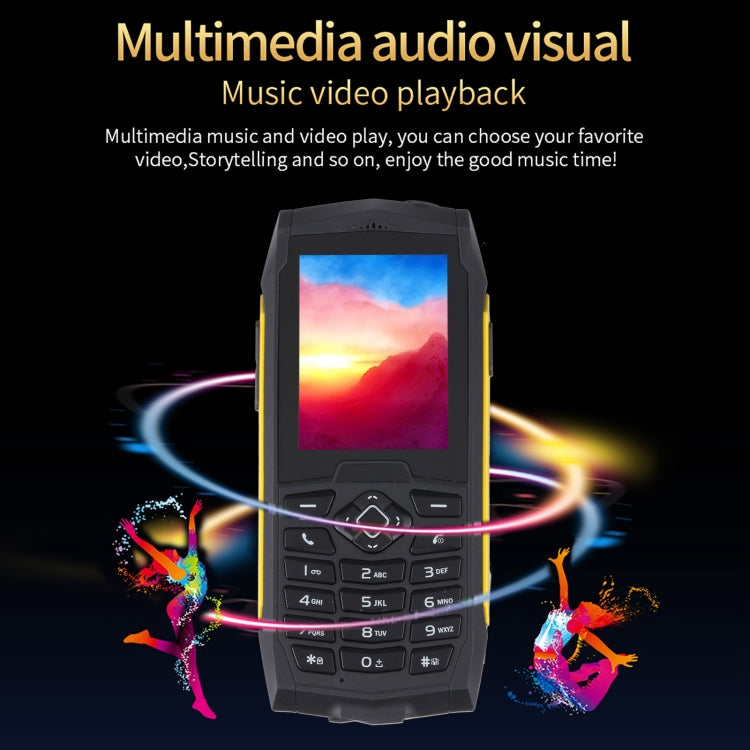 Rugtel R1D Rugged Phone, IP68 Waterproof Dustproof Shockproof, 2.4 inch, MTK6261D, 2000mAh Battery, Loud Box Speaker, FM, Network: 2G, Dual SIM(Yellow) - free shipping - PMC TechLife - Order now!