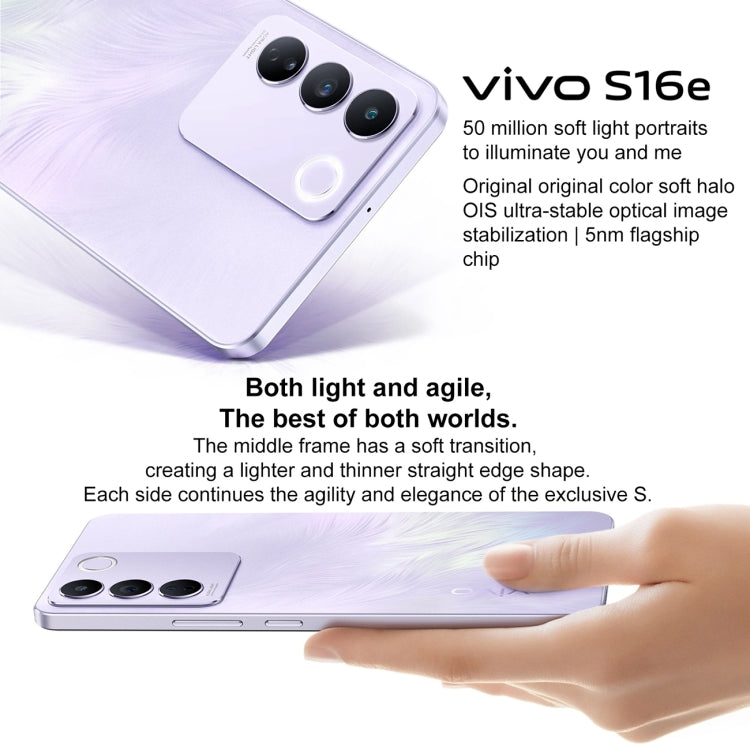 vivo S16e 5G, 50MP Camera, 8GB+128GB, Triple Back Cameras, Srceen Fingerprint Identification, 4600mAh Battery, 6.62 inch Android 11 OriginOS Ocean Exynos 1080 Octa Core up to 2.8GHz, OTG, NFC, Network: 5G (Purple) - free shipping - PMC TechLife - Order now!