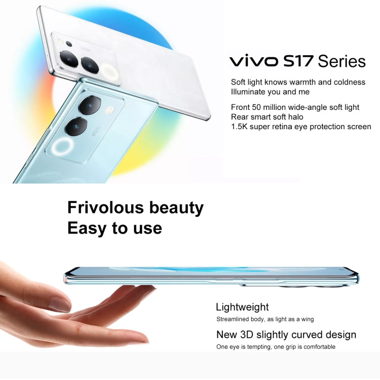 vivo S17 Pro 5G, 50MP Camera, 8GB+256GB, Triple Back Cameras, Srceen Fingerprint Identification, 4600mAh Battery, 6.78 inch Android 13 OriginOS 3 Dimensity 8200 Octa Core up to 3.1GHz, OTG, NFC, Network: 5G(White) - free shipping - PMC TechLife - Order now!