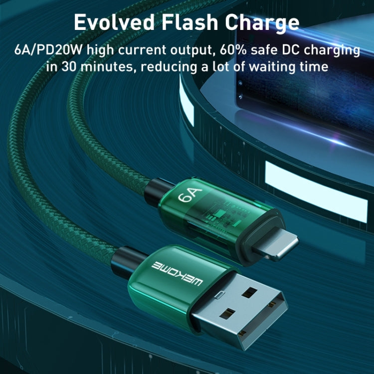 WK WDC-180 6A Pioneer Series USB to 8 Pin Transparent Fast Charge Data Cable, Length: 1m(Green) - Normal Style Cable by WK | Online Shopping South Africa | PMC TechLife | Buy Now Pay Later Mobicred