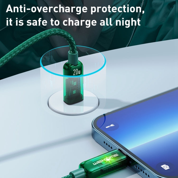 WK WDC-180 6A Pioneer Series USB to 8 Pin Transparent Fast Charge Data Cable, Length: 1m(Green) - Normal Style Cable by WK | Online Shopping South Africa | PMC TechLife | Buy Now Pay Later Mobicred
