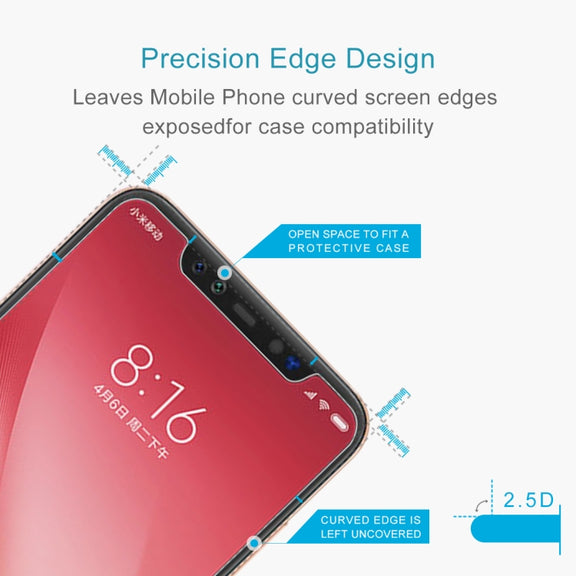 100 PCS 0.26mm 9H 2.5D Explosion-proof Tempered Glass Film for Xiaomi Mi 8 Pro