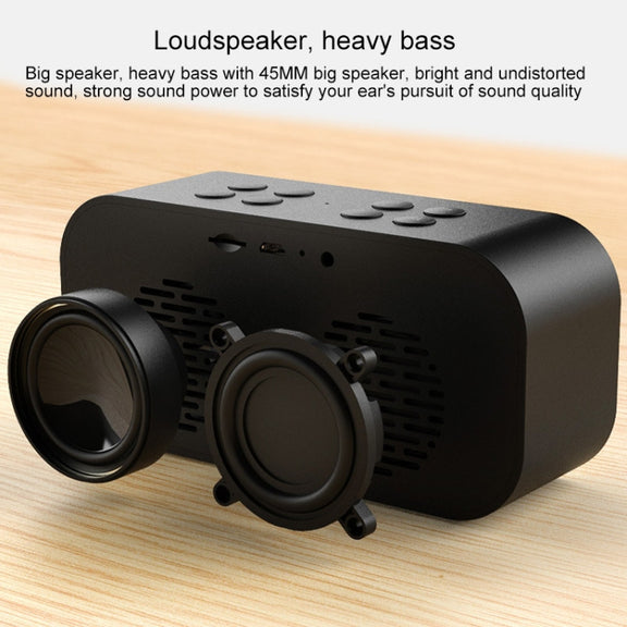 AEC BT501 Bluetooth 5.0 Mini Speaker with LED & Alarm Clock & Clock & Mirror, Support 32G TF Card(Black)