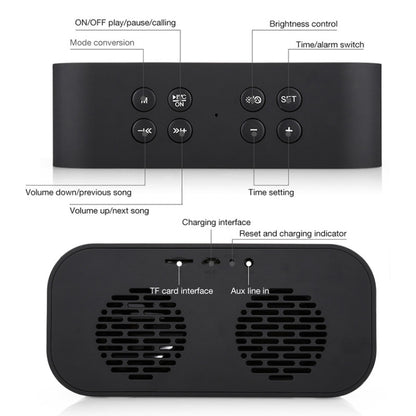 AEC BT501 Bluetooth 5.0 Mini Speaker with LED & Alarm Clock & Clock & Mirror, Support 32G TF Card(Black) - Mini Speaker by AEC | Online Shopping South Africa | PMC Jewellery | Buy Now Pay Later Mobicred