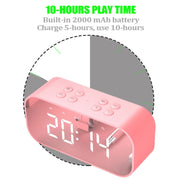 AEC BT501 Bluetooth 5.0 Mini Speaker with LED & Alarm Clock & Clock & Mirror, Support 32G TF Card(Black)