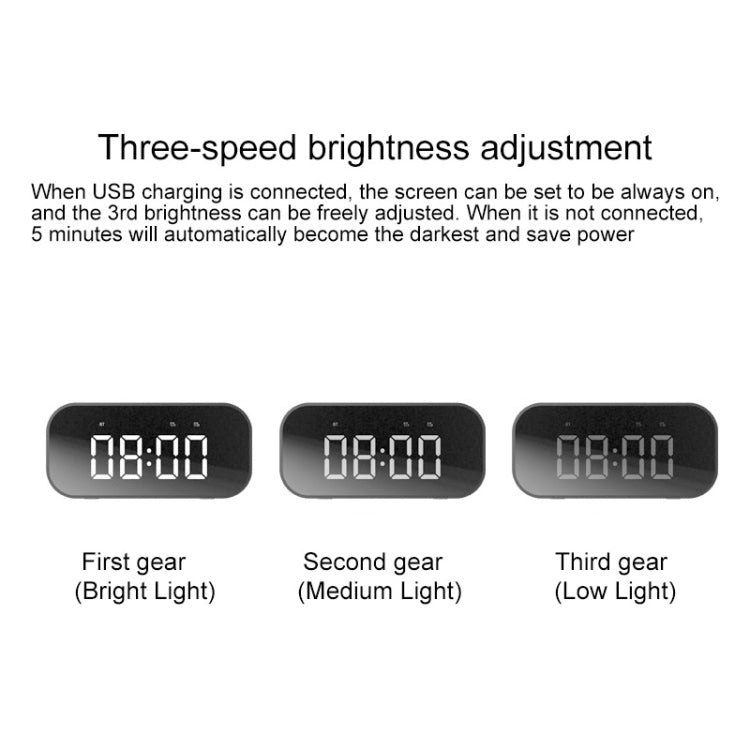 AEC BT501 Bluetooth 5.0 Mini Speaker with LED & Alarm Clock & Clock & Mirror, Support 32G TF Card(Black)