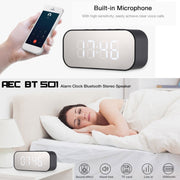 AEC BT501 Bluetooth 5.0 Mini Speaker with LED & Alarm Clock & Clock & Mirror, Support 32G TF Card(Black)