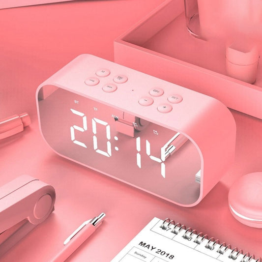 AEC BT501 Bluetooth 5.0 Mini Speaker with LED & Alarm Clock & Clock & Mirror, Support 32G TF Card(Pink) - Mini Speaker by AEC | Online Shopping South Africa | PMC Jewellery | Buy Now Pay Later Mobicred