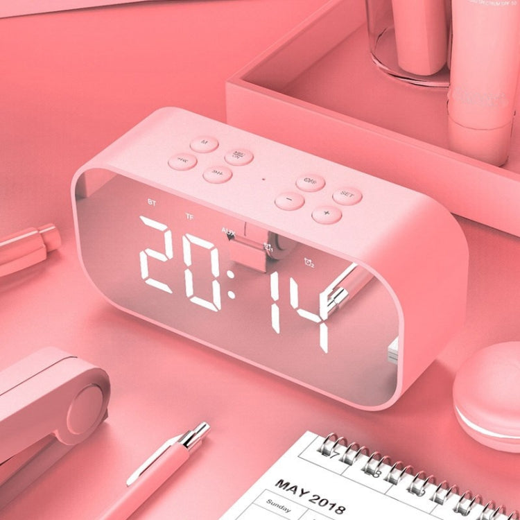AEC BT501 Bluetooth 5.0 Mini Speaker with LED & Alarm Clock & Clock & Mirror, Support 32G TF Card(Pink) - Mini Speaker by AEC | Online Shopping South Africa | PMC Jewellery | Buy Now Pay Later Mobicred