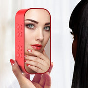 AEC BT501 Bluetooth 5.0 Mini Speaker with LED & Alarm Clock & Clock & Mirror, Support 32G TF Card(Pink)