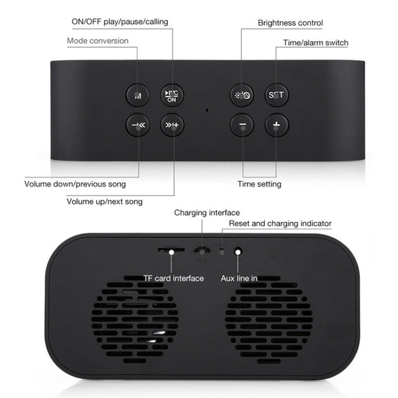 AEC BT501 Bluetooth 5.0 Mini Speaker with LED & Alarm Clock & Clock & Mirror, Support 32G TF Card(Pink)