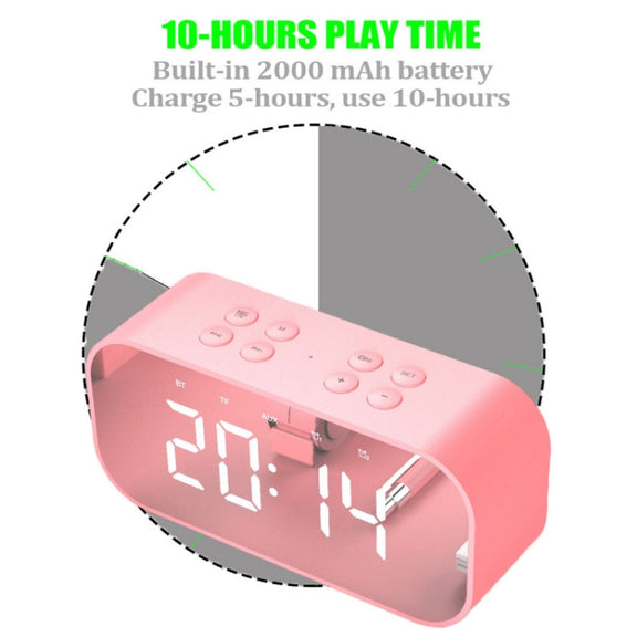 AEC BT501 Bluetooth 5.0 Mini Speaker with LED & Alarm Clock & Clock & Mirror, Support 32G TF Card(Blue)