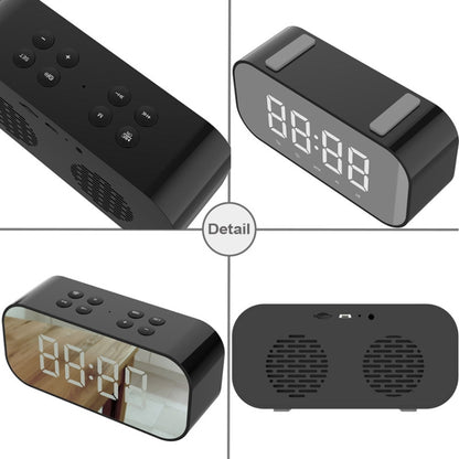 AEC BT501 Bluetooth 5.0 Mini Speaker with LED & Alarm Clock & Clock & Mirror, Support 32G TF Card(Blue) - free shipping - PMC Jewellery - Order now!