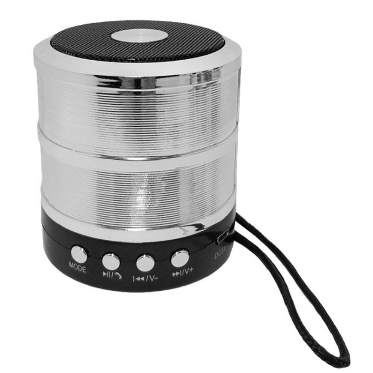 WS-887 Bluetooth Speaker with Lanyard, Support Hands-free Call & FM & U Disk & TF Card & AUX(Silver Grey)