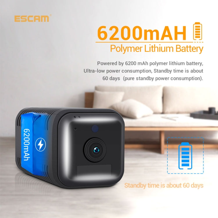 ESCAM G18 1080P Full HD Rechargeable Battery WiFi IP Camera, Support Night Vision / PIR Motion Detection / TF Card / Two Way Audio (Black) - free shipping - PMC Jewellery - Order now!