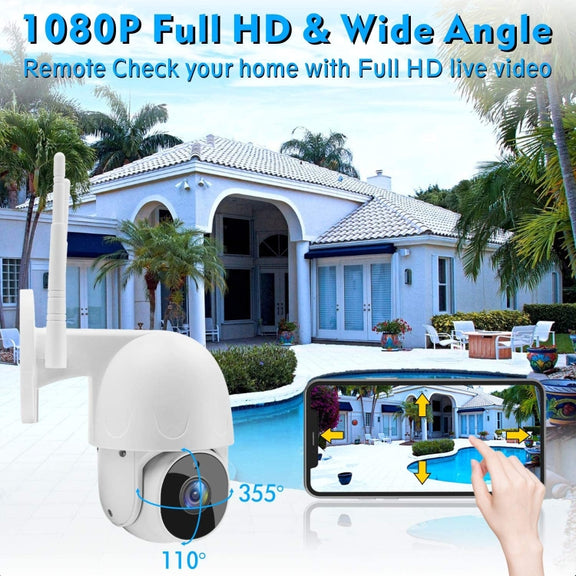 Tuya QX45 1080P Full HD IP65 Water-resistant 2.4G Wireless IP Camera, Support Amazon Alexa & Google Home & Motion Detection & Two-way Audio & Night Vision & TF Card, EU Plug