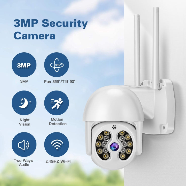 Tuya QX56 3.0 Million Pixels IP66 Waterproof 2.4G Wireless IP Camera, Support Amazon Alexa & Google Home & Motion Detection & Two-way Audio & Full Color Night Vision & TF Card, US Plug - Dome Camera by PMC TechLife | Online Shopping South Africa | PMC TechLife