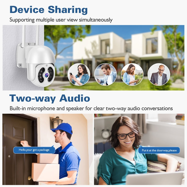 Tuya QX56 3.0 Million Pixels IP66 Water-resistant 2.4G Wireless IP Camera, Support Amazon Alexa & Google Home & Motion Detection & Two-way Audio & Full Color Night Vision & TF Card, AU Plug