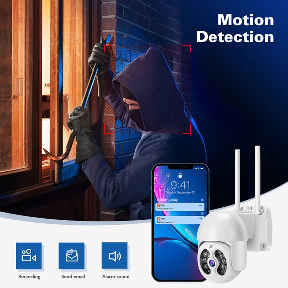 Tuya QX56 3.0 Million Pixels IP66 Water-resistant 2.4G Wireless IP Camera, Support Amazon Alexa & Google Home & Motion Detection & Two-way Audio & Full Color Night Vision & TF Card, AU Plug