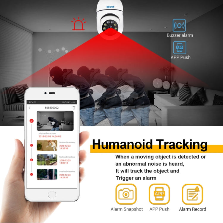 ESCAM PT208 1080P HD Light Bulb WiFi Camera, Support Motion Detection, Two-way Audio, Night Vision, TF Card - free shipping - PMC Jewellery - Order now!