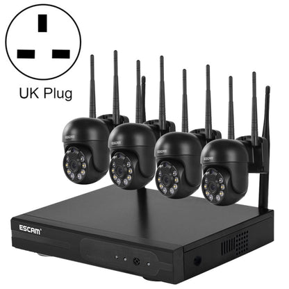 ESCAM WNK614 HD 3.0 Million Pixels 8-channel Wireless + 4IPC Wireless NVR Security System, UK Plug - free shipping - PMC Jewellery - Order now!