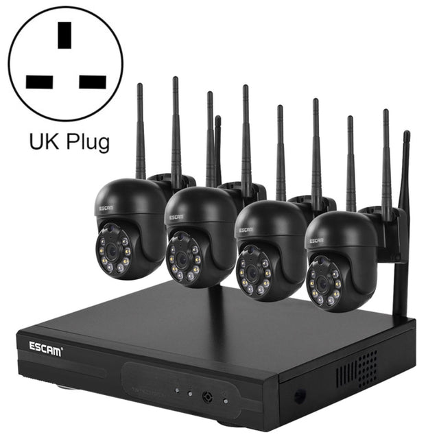 ESCAM WNK614 HD 3.0 Million Pixels 8-channel Wireless + 4IPC Wireless NVR Security System, UK Plug