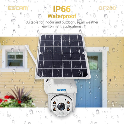 ESCAM QF280 HD 1080P IP66 Waterproof WiFi Solar Panel PT IP Camera without Battery, Support Night Vision / Motion Detection / TF Card / Two Way Audio (White) - free shipping - PMC Jewellery - Order now!