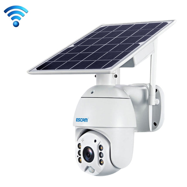 ESCAM QF280 HD 1080P IP66 Water-resistant WiFi Solar Panel PT IP Camera without Battery, Support Night Vision / Motion Detection / TF Card / Two Way Audio (White)