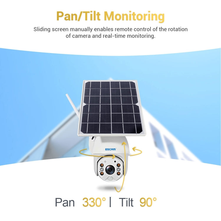 ESCAM QF280 HD 1080P IP66 Waterproof WiFi Solar Panel PT IP Camera without Battery, Support Night Vision / Motion Detection / TF Card / Two Way Audio (White) - free shipping - PMC TechLife - Order now!