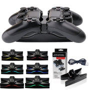 Special UFO Shape 2 x USB Charging Dock Station Stand / Controller Charging Stand for PS4 Playstation 4  with Multi Colors LED(Black)