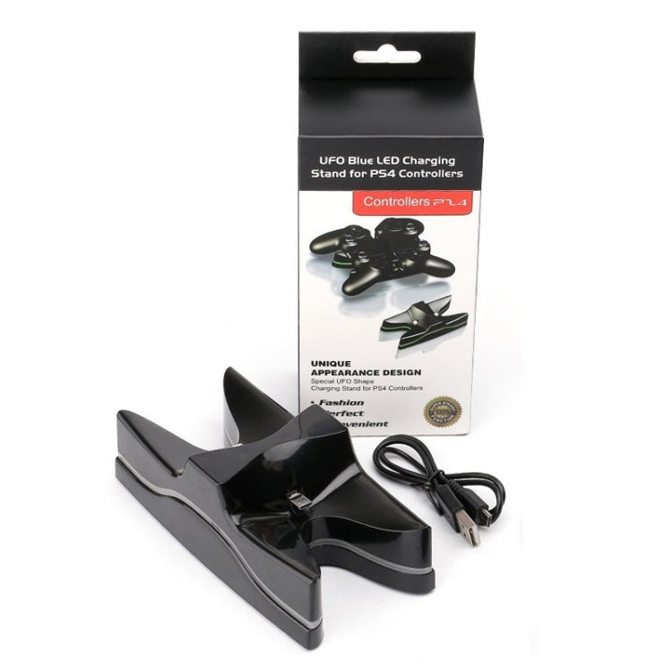Special UFO Shape 2 x USB Charging Dock Station Stand / Controller Charging Stand for PS4 Playstation 4  with Multi Colors LED(Black) - free shipping - PMC TechLife - Order now!