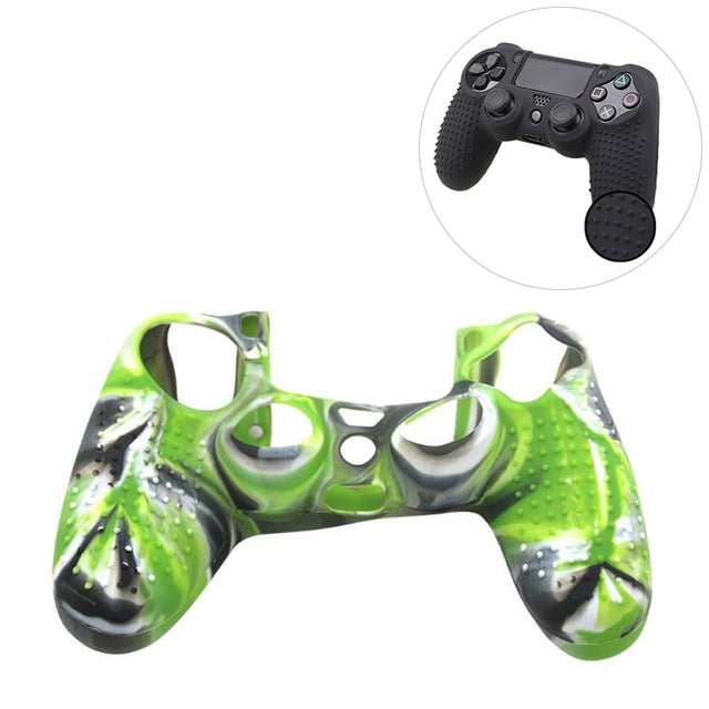 Non-slip Silicone Protective Case for Sony PS4(Black+green)