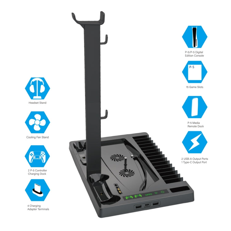 OIVO IV-P5246 Multi-Functional Charging Stand With Cooling Fan For Sony PS5 - free shipping - PMC Jewellery - Order now!