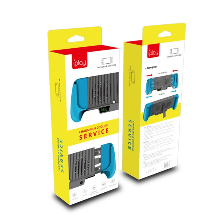 IPLAY Host Charging Grips Stand Shell Cooling Fan for Switch Lite(Blue)