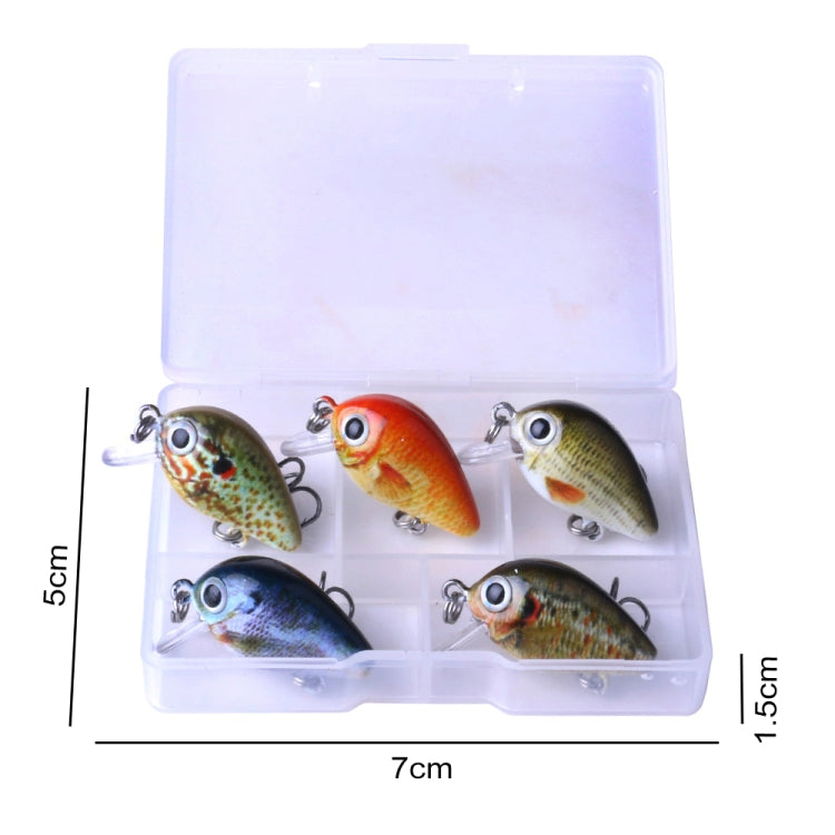 HENGJIA 5 PCS 2.7cm/1.5g Luya Rock Fishing Lures Bait Bionic Kit with Plastic Box - Fishing Lures by HENGJIA | Online Shopping South Africa | PMC TechLife | Buy Now Pay Later Mobicred