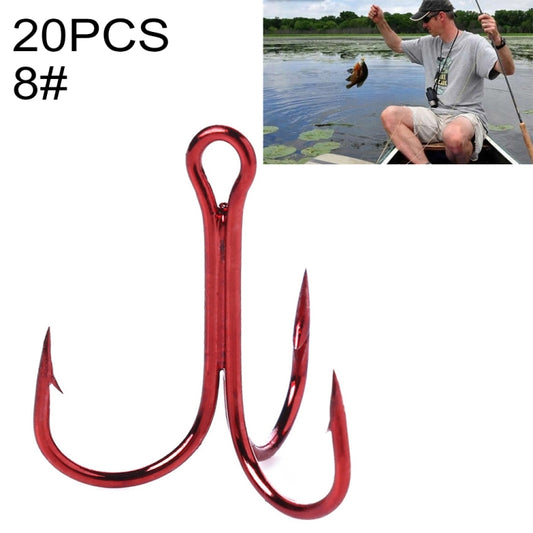 HENGJIA 20 PCS Classic Red High Carbon Steel Fishing Three-jaw Treble Hooks - Fishing Hooks by HENGJIA | Online Shopping South Africa | PMC Jewellery | Buy Now Pay Later Mobicred