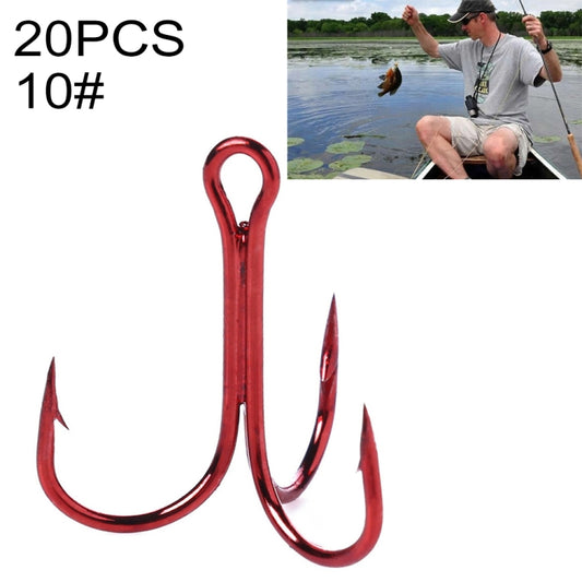 HENGJIA 20 PCS Classic Red High Carbon Steel Fishing Three-jaw Treble Hooks - free shipping - PMC Jewellery - Order now!