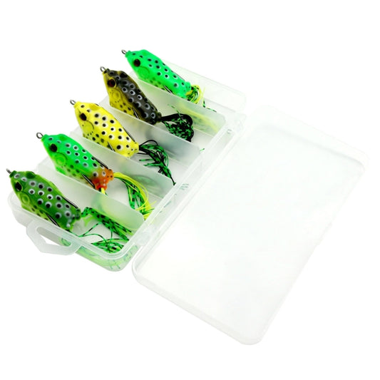 HENGJIA 5 PCS Soft Baits Water-hit Fishing Lures Ray Frog Baits with Plastic Box - Fishing Lures by HENGJIA | Online Shopping South Africa | PMC Jewellery | Buy Now Pay Later Mobicred