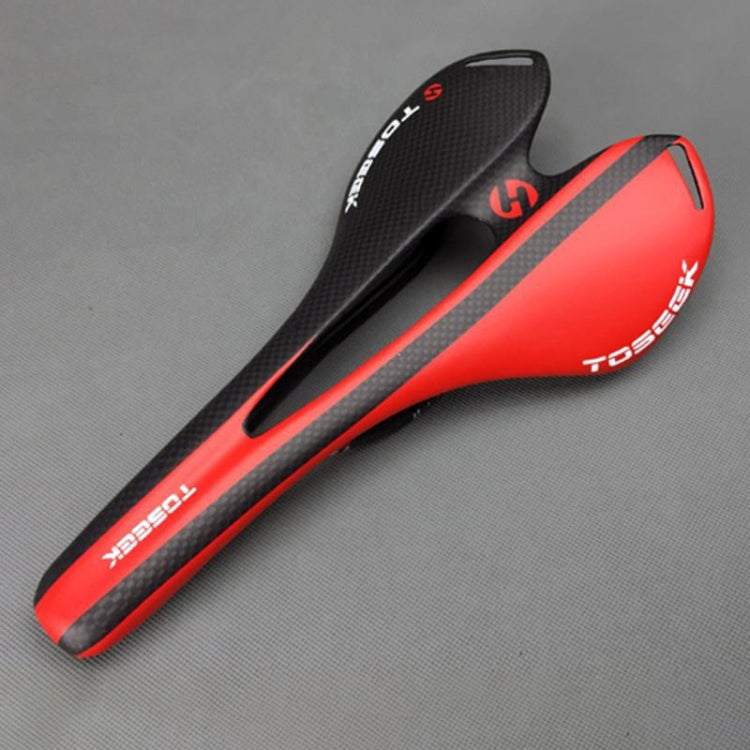 TOSEEK Road Bike Carbon Fiber Seat Bicycle Hollow Seat Saddle, 3K Texture + Extinction(Red) - free shipping - PMC TechLife - Order now!