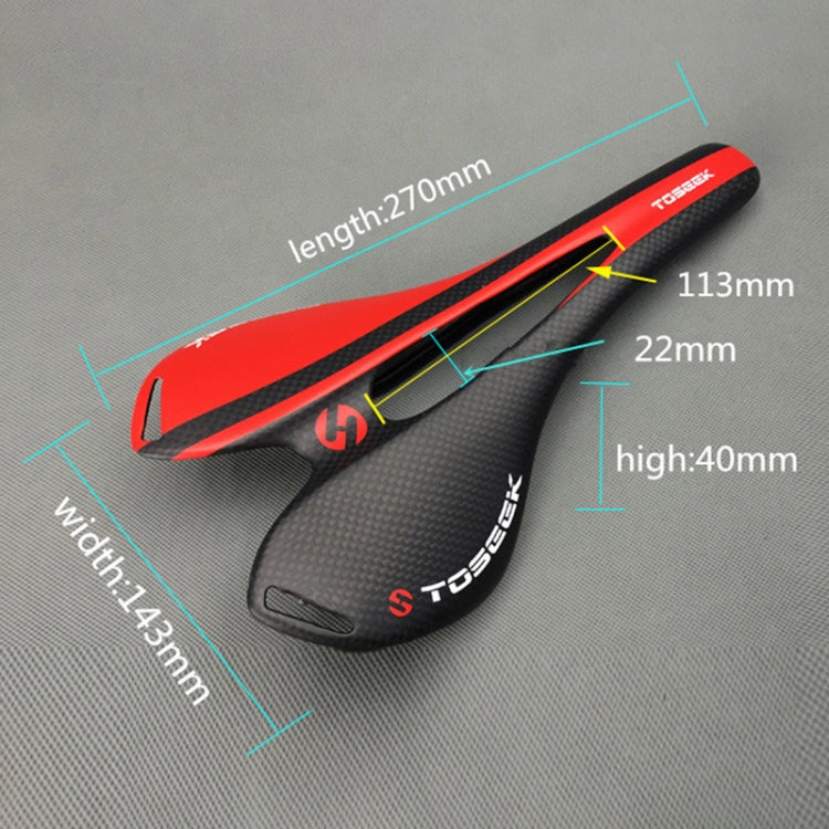 TOSEEK Road Bike Carbon Fiber Seat Bicycle Hollow Seat Saddle, 3K Texture + Extinction(Red) - free shipping - PMC TechLife - Order now!