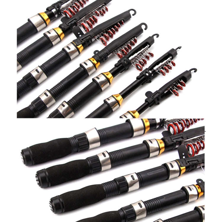 36cm Portable Telescopic Sea Fishing Rod Mini Fishing Pole, Extended Length : 2.1m, Black Tube-type Reel Seat