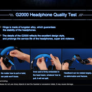 KOTION EACH G2000 Over-ear Game Gaming Headphone Headset Earphone Headband with Mic Stereo Bass LED Light for PC Gamer,Cable Length: About 2.2m(Blue + Black)
