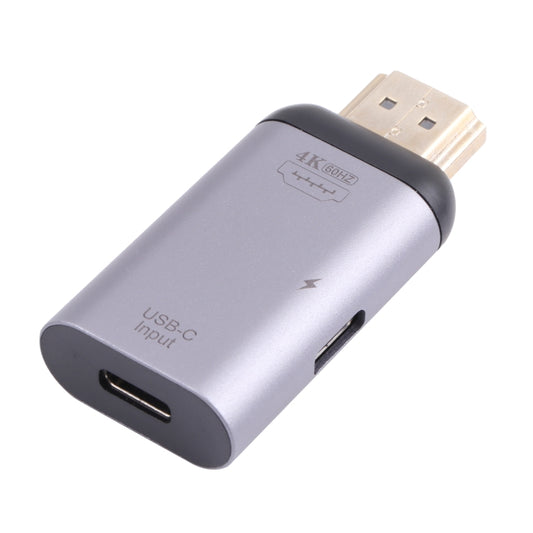 2 in 1 4K 60Hz HDMI Male to USB-C / Type-C Charging + USB-C / Type-C Female Adapter - Adapter by PMC Jewellery | Online Shopping South Africa | PMC Jewellery | Buy Now Pay Later Mobicred
