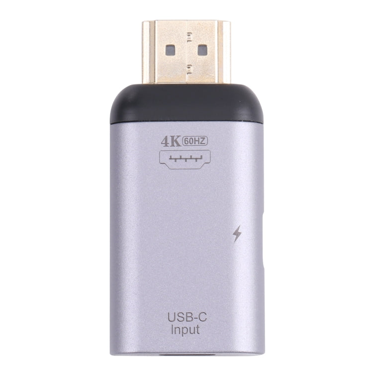 2 in 1 4K 60Hz HDMI Male to USB-C / Type-C Charging + USB-C / Type-C Female Adapter - Adapter by PMC Jewellery | Online Shopping South Africa | PMC Jewellery | Buy Now Pay Later Mobicred