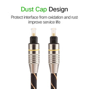 2m OD6.0mm Gold Plated Metal Head Woven Net Line Toslink Male to Male Digital Optical Audio Cable