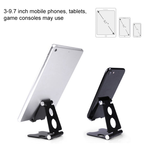 ROOSTAND R2 Aluminum Alloy Mobile Desktop Tablet Bracket Double Folding Lazy Artifact, Size: 6.4x7x9cm(Black)