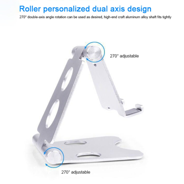 ROOSTAND R2 Aluminum Alloy Mobile Desktop Tablet Bracket Double Folding Lazy Artifact, Size: 6.4x7x9cm(Black)