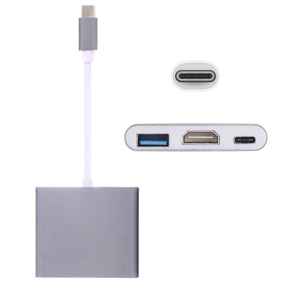 USB-C / Type-C 3.1 Male to USB-C / Type-C 3.1 Female & HDMI Female & USB 3.0 Female Adapter(Grey) - Cable & Adapters by PMC Jewellery | Online Shopping South Africa | PMC Jewellery | Buy Now Pay Later Mobicred