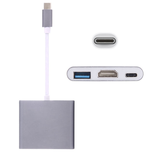 USB-C / Type-C 3.1 Male to USB-C / Type-C 3.1 Female & HDMI Female & USB 3.0 Female Adapter(Grey) - Cable & Adapters by PMC Jewellery | Online Shopping South Africa | PMC Jewellery | Buy Now Pay Later Mobicred