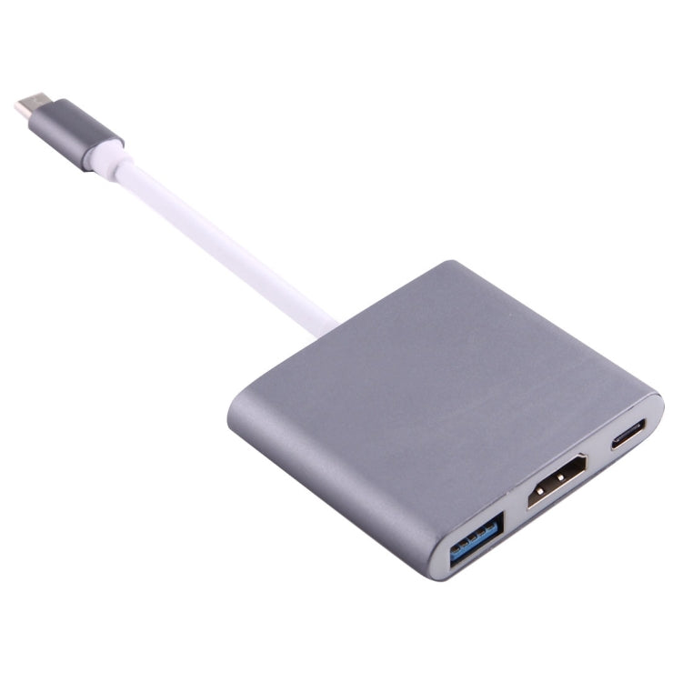 USB-C / Type-C 3.1 Male to USB-C / Type-C 3.1 Female & HDMI Female & USB 3.0 Female Adapter(Grey) - Cable & Adapters by PMC Jewellery | Online Shopping South Africa | PMC Jewellery | Buy Now Pay Later Mobicred
